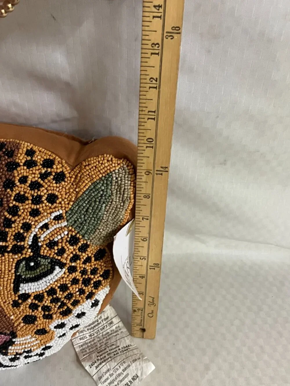 Love Marlo Leopard Throw Pillow Unisex 12x12 Multicolor Beaded Animal Face Decor